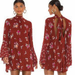 Free People Tate Tunic Dress in Vintage Combo Red Floral Print Size Medium Photo 1