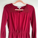 Bass Flowy Long Sleeve Blouson Mini Dress Crimson Burgundy sz XS Red Photo 1