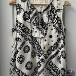 Anthropologie Anthropology 100% Silk Women's Black and White Abstract Tank Blouse Size 6 Photo 0