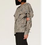 Rosetta Getty Paisley Asymmetrical Dress Tie Sleeves Scarf Top Gray Size 2 Photo 1