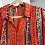 Free People Free‎ People Moonlight Mile Woven Top Hot Coral Floral Size Small Photo 4