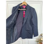 Catherine Malandrino Blue Boyfriend Blazer Sz MP Navy Stitching 3/4 Sleeve Photo 3