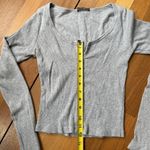 Brandy Melville  Heather Gray Button Thermal, One Size Photo 2