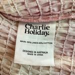 Charlie Holiday Charlie Holiday Andrea Top Women 10 Pink Orange Check Linen Puff Sleeve Smocked Photo 5