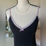 Dolls Kill Madrag black ribbed babydoll pink strap mini slip dress nighty pjs small Photo 1