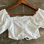 Roxy Flirty Walk Puff Sleeve White Crop Top Photo 1