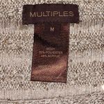 Multiples beige gold party holiday blouse sheer knot short sleeve Photo 6