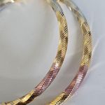 Tricolor Gold Filled Hoop Earrings Diamond Cut Design Photo 1