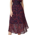 Slate + Willow Navy Smocked Waist Red Orange Printed Florals Dress Size XS Photo 0