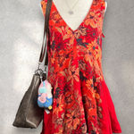 Free People Backyard Tunic Pimento Combo Women's S Red Floral Swing Party Boho Photo 0