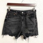 American Eagle Womens Shorts Washed Black 90s Boyfriend Distressed Size 6 Photo 0