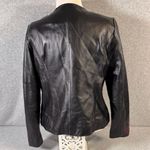 Jaclyn Smith  Y2K Women's Black Leather Bomber Jacket Floral Embroidered Size L Photo 4