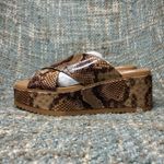 Yellow Box  Jodee Snakeskin Print Platform Slip On Sandals in Taupe Photo 2