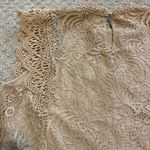 Cable & Gauge Tan Lace High Neck Sleeveless Blouse S Photo 2
