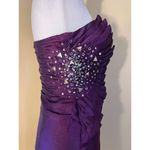 Nox Anabel Purple Pleated Rhinestone Sequin Beaded Strapless Party Mini Dress XS Purple Photo 4