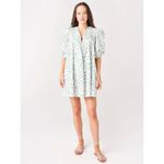 Hunter Bell Jenkins Dress Medium White Blue Green Floral Oversized Puff Sleeve Photo 10