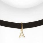 BP Initial Charm Suede Choker BLACK A Photo 1