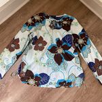 Gap Maternity Long Sleeve Tunic Top Cotton Blue Brown Floral Y2K ~ Size M Photo 2