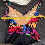 Vintage 80s 90s Neon Tropical One Piece Scoop Back Swimsuit Blue Size 16 Photo 9