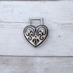 Vintage Pendant Unusual Chunky Silver Tone Heart Photo 3
