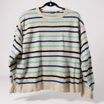 Draper James  Striped Sweater Womens XL Blue White Black‎ Cotton Blend Photo 0