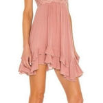 Free People Adella Mauve Pink Lace Ruffle Mini Dress NWOT Size Small Photo 0