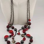 Stylish Red and Silver Beaded Necklace Photo 0