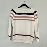 Olive & Oak White Navy Blue Blush Knit Striped Pullover Sweater Photo 6