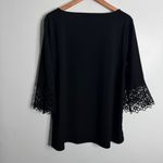 Ann Taylor  Black 3/4 Sleeve Top With Crochet Bell Cuff Sleeve Side Slit XL Photo 1