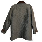 Vintage Gray Quilted Barn Coat Brown Corduroy Collar Preppy Equestrian Sz Large Photo 1