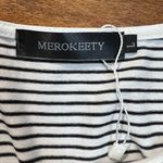Merokeety Midi Dress Womens Large Black White Stripe 3/4 Sleeve Pockets Stretch Photo 8