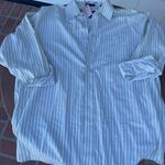Free People Vintage club room beige striped button up preppy retro shirt sz L Photo 4