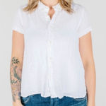 CP Shades  Mia Short Sleeve White Linen Button Front Shirt M Photo 0