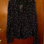 NY & Company Star Pattern Long Sleeve Shirt Blue Size M Photo 0