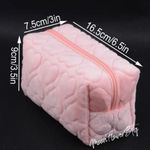 Cute Fuzzy Heart Cosmetic Makeup Bag Pink Photo 2