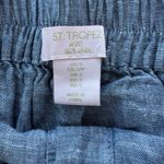 St. Tropez Chambray Blue Linen Button Front Midi Skirt Size Small Photo 2