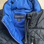 Lands' End  Quilted Jacket Black Blue Trim Full Zip Puffer Coat Photo 2