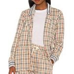 Free People  NWTs Victoria Track Blazer plaid Black Yellow size large Photo 1