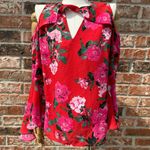 Belle Sky VTG Y2K Belle + Sky Red and White Bell Sleeve Blouse / S / Excellent condition Photo 0