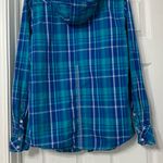 BKE Hoodie Plaid Cotton Pearl Snap shirt is a size Medium. Blue Photo 2