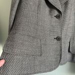 Vintage Harvé Benard Blazer L Herringbone Faux Leather Trim 90s Y2K Brown Size L Photo 3