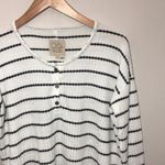 Chaser  thermal Henley white black striped top Photo 5
