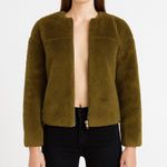 J.Crew  faux fur jacket. A beautiful olive green color NWT Photo 0