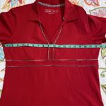 Lady Hagen  hydro-dri medium women’s red and houndstooth lined v neck polo golf t Photo 6