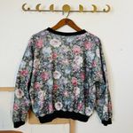 Vintage Textured Cottage Floral Zip up Bomber Sweater Gnome Jacket Size M Photo 2
