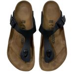 Birkenstock Gizeh Black Leather Thong Strap Cork Sole Sandals 38 W7 Comfort Sole Photo 0