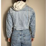 y2k American Eagle Denim Jacket with Gray Hood Size XS Blue Photo 2