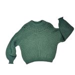 Elodie Dark Green Oversized Pullover Chunky Loose- Knit Cozy Sweater Sz Medium Photo 7