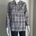 Triple Five Soul Plaid Lace Up Tunic Top Blue Size M Photo 1