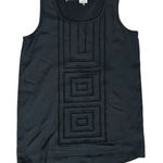 Ecru Washable Black Geometric Embroidered Tank Top XS NWOT Casual Sheer Trail Photo 0